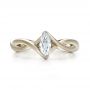 18k White Gold Custom Solitaire Marquise Diamond Engagement Ring - Top View -  100642 - Thumbnail