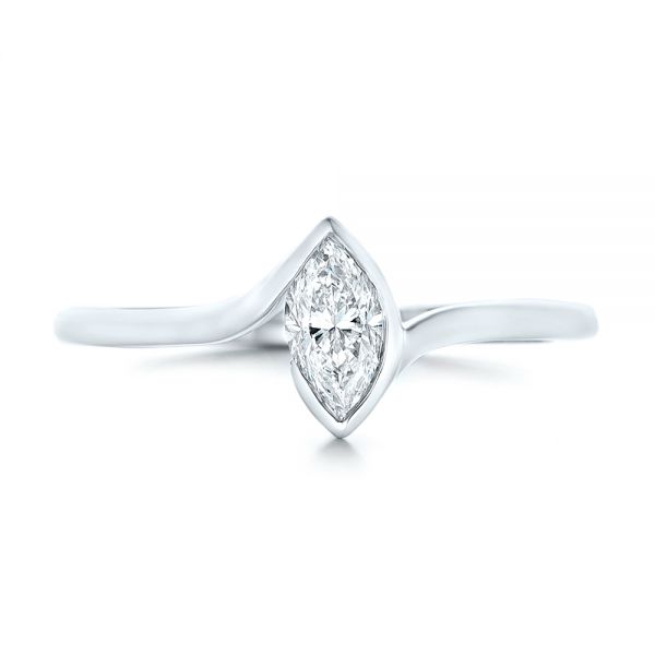  Platinum Platinum Custom Solitaire Marquise Diamond Engagement Ring - Top View -  102906