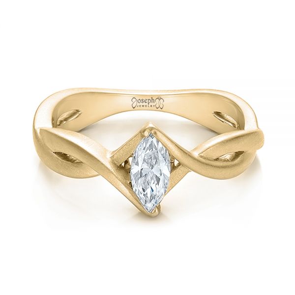 14k Yellow Gold 14k Yellow Gold Custom Solitaire Marquise Diamond Engagement Ring - Flat View -  100642