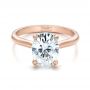 14k Rose Gold Custom Solitaire Moissanite Engagement Ring - Flat View -  102180 - Thumbnail