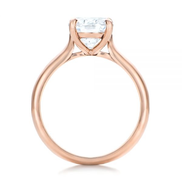 14k Rose Gold Custom Solitaire Moissanite Engagement Ring - Front View -  102180