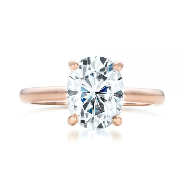 18k Rose Gold 18k Rose Gold Custom Solitaire Moissanite Engagement Ring - Top View -  102180