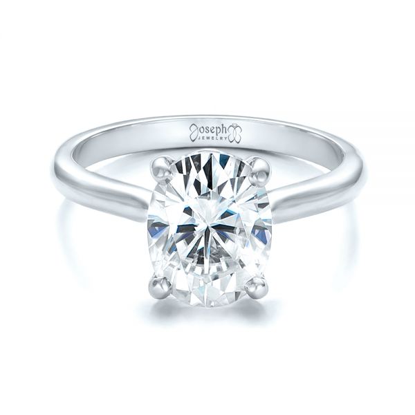 14k White Gold 14k White Gold Custom Solitaire Moissanite Engagement Ring - Flat View -  102180