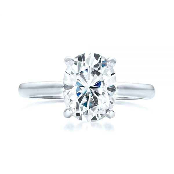 14k White Gold 14k White Gold Custom Solitaire Moissanite Engagement Ring - Top View -  102180