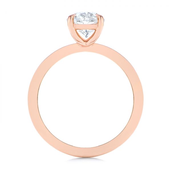 14k Rose Gold Custom Solitaire Oval Diamond Engagement Ring - Front View -  105358