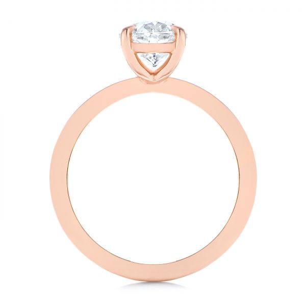 18k Rose Gold 18k Rose Gold Custom Solitaire Oval Diamond Engagement Ring - Front View -  105358