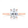 14k Rose Gold Custom Solitaire Oval Diamond Engagement Ring - Top View -  105358 - Thumbnail