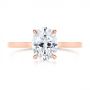 18k Rose Gold 18k Rose Gold Custom Solitaire Oval Diamond Engagement Ring - Top View -  105358 - Thumbnail