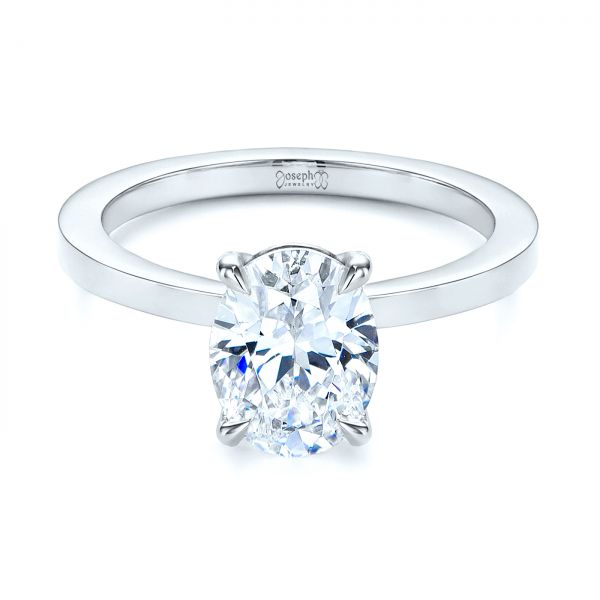Platinum Platinum Custom Solitaire Oval Diamond Engagement Ring - Flat View - 105358