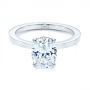 14k White Gold 14k White Gold Custom Solitaire Oval Diamond Engagement Ring - Flat View -  105358 - Thumbnail