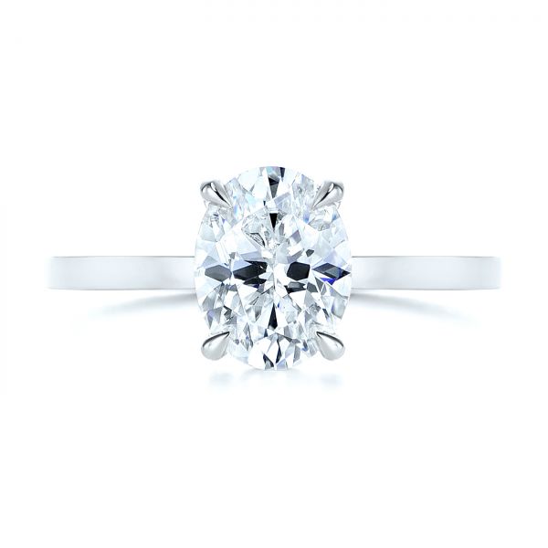 Platinum Platinum Custom Solitaire Oval Diamond Engagement Ring - Top View - 105358