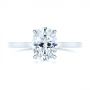 18k White Gold 18k White Gold Custom Solitaire Oval Diamond Engagement Ring - Top View -  105358 - Thumbnail