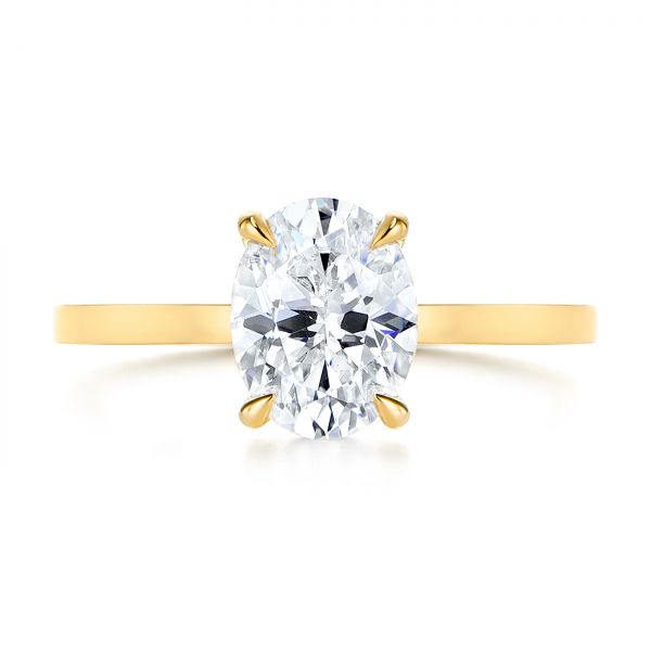 18k Yellow Gold 18k Yellow Gold Custom Solitaire Oval Diamond Engagement Ring - Top View -  105358