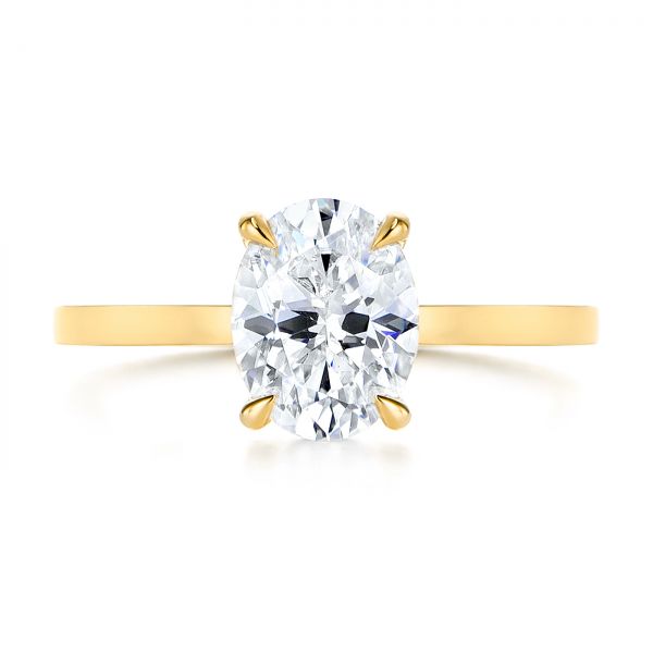 14k Yellow Gold 14k Yellow Gold Custom Solitaire Oval Diamond Engagement Ring - Top View - 105358