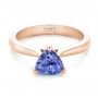 14k Rose Gold 14k Rose Gold Custom Solitaire Purple Sapphire Engagement Ring - Flat View -  102401 - Thumbnail