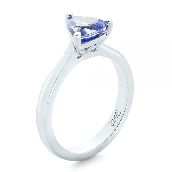  Platinum Platinum Custom Solitaire Purple Sapphire Engagement Ring - Three-Quarter View -  102401