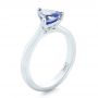 14k White Gold Custom Solitaire Purple Sapphire Engagement Ring - Three-Quarter View -  102401 - Thumbnail