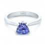 14k White Gold Custom Solitaire Purple Sapphire Engagement Ring - Flat View -  102401 - Thumbnail