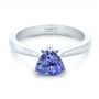 18k White Gold 18k White Gold Custom Solitaire Purple Sapphire Engagement Ring - Flat View -  102401 - Thumbnail