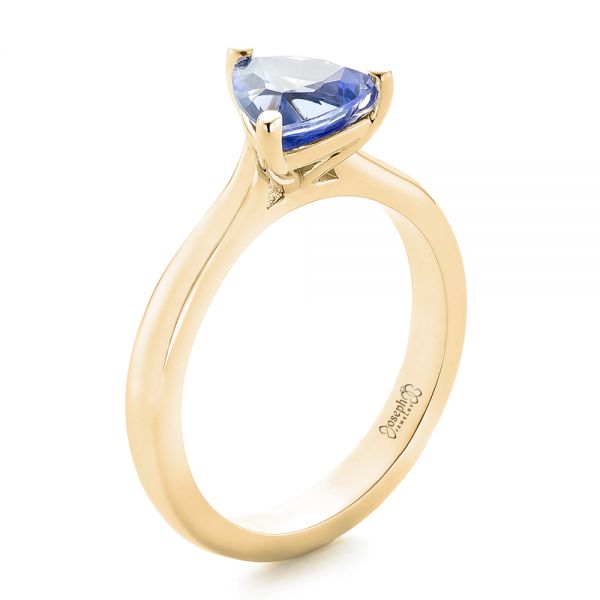 18k Yellow Gold 18k Yellow Gold Custom Solitaire Purple Sapphire Engagement Ring - Three-Quarter View -  102401