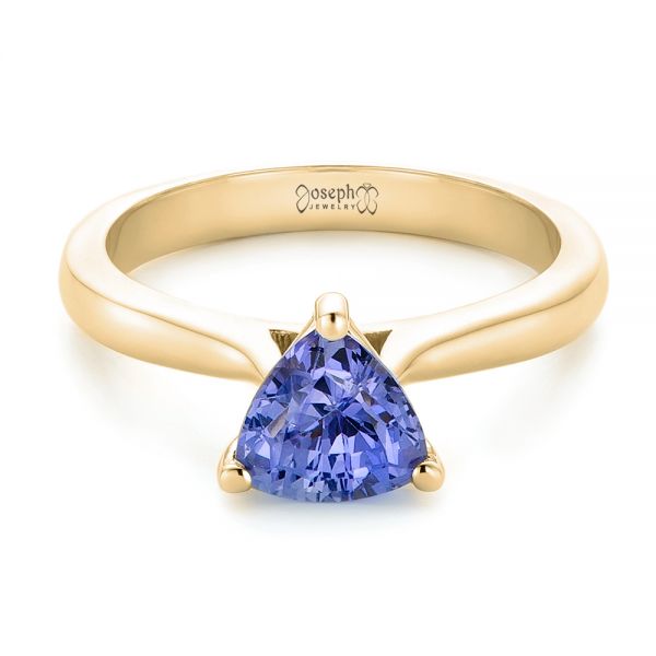 18k Yellow Gold 18k Yellow Gold Custom Solitaire Purple Sapphire Engagement Ring - Flat View -  102401