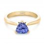 18k Yellow Gold 18k Yellow Gold Custom Solitaire Purple Sapphire Engagement Ring - Flat View -  102401 - Thumbnail
