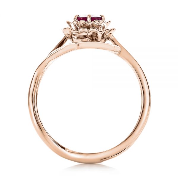 14k Rose Gold 14k Rose Gold Custom Solitaire Ruby Engagement Ring - Front View -  102160