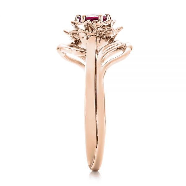 14k Rose Gold 14k Rose Gold Custom Solitaire Ruby Engagement Ring - Side View - 102160