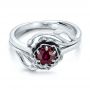 14k White Gold Custom Solitaire Ruby Engagement Ring - Flat View -  102160 - Thumbnail