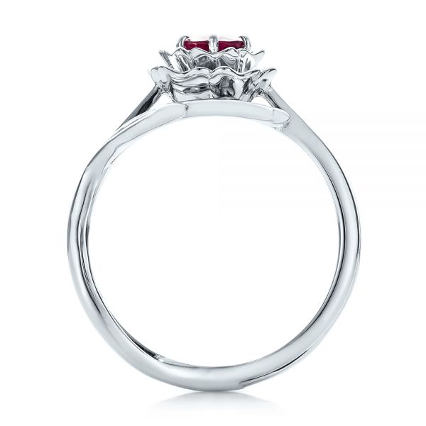 18k White Gold 18k White Gold Custom Solitaire Ruby Engagement Ring - Front View -  102160