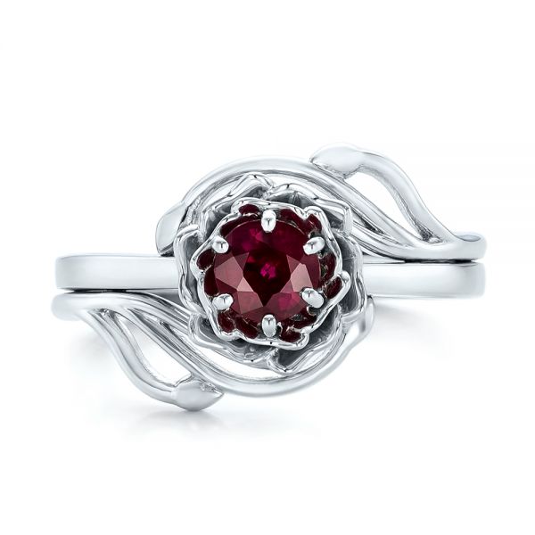  Platinum Platinum Custom Solitaire Ruby Engagement Ring - Top View -  102160