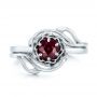 18k White Gold 18k White Gold Custom Solitaire Ruby Engagement Ring - Top View -  102160 - Thumbnail