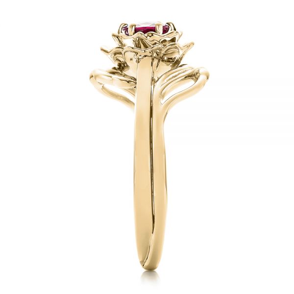 18k Yellow Gold 18k Yellow Gold Custom Solitaire Ruby Engagement Ring - Side View -  102160