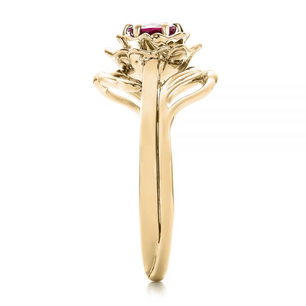 18k Yellow Gold 18k Yellow Gold Custom Solitaire Ruby Engagement Ring - Side View - 102160