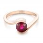 18k Rose Gold Custom Solitaire Ruby Engagement Ring - Flat View -  102347 - Thumbnail