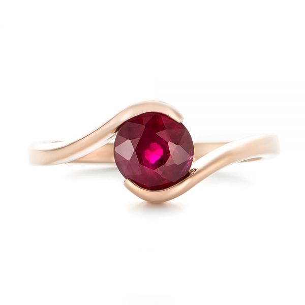 18k Rose Gold Custom Solitaire Ruby Engagement Ring - Top View -  102347