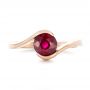 18k Rose Gold Custom Solitaire Ruby Engagement Ring - Top View -  102347 - Thumbnail