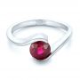  Platinum Platinum Custom Solitaire Ruby Engagement Ring - Flat View -  102347 - Thumbnail