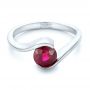 18k White Gold 18k White Gold Custom Solitaire Ruby Engagement Ring - Flat View -  102347 - Thumbnail