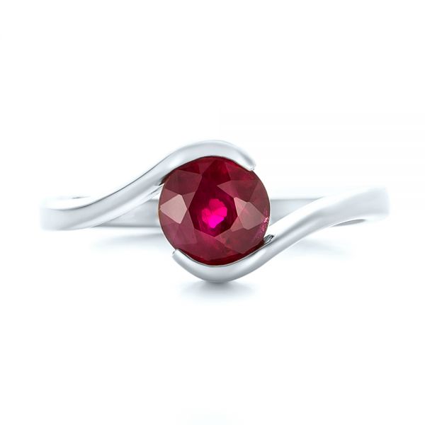 14k White Gold 14k White Gold Custom Solitaire Ruby Engagement Ring - Top View -  102347