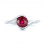 18k White Gold 18k White Gold Custom Solitaire Ruby Engagement Ring - Top View -  102347 - Thumbnail