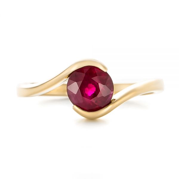 18k Yellow Gold 18k Yellow Gold Custom Solitaire Ruby Engagement Ring - Top View -  102347