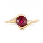 18k Yellow Gold 18k Yellow Gold Custom Solitaire Ruby Engagement Ring - Top View -  102347 - Thumbnail