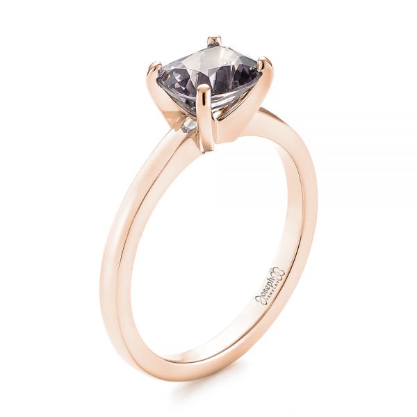 14k Rose Gold 14k Rose Gold Custom Solitaire Spinel Gemstone Engagement Ring - Three-Quarter View -  104660