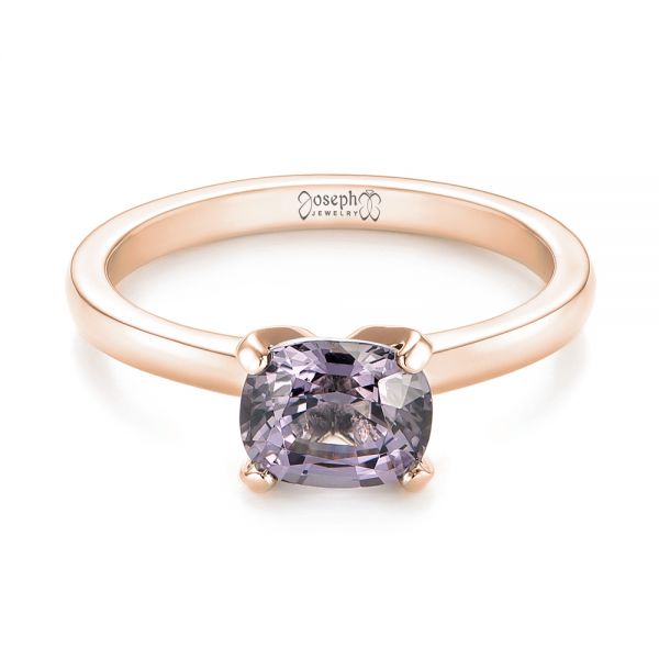14k Rose Gold 14k Rose Gold Custom Solitaire Spinel Gemstone Engagement Ring - Flat View - 104660