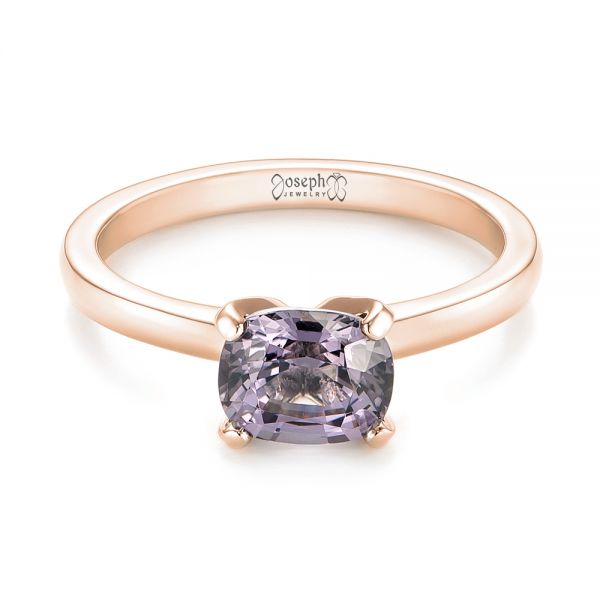 18k Rose Gold 18k Rose Gold Custom Solitaire Spinel Gemstone Engagement Ring - Flat View -  104660