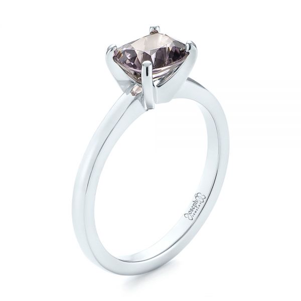 14k White Gold 14k White Gold Custom Solitaire Spinel Gemstone Engagement Ring - Three-Quarter View -  104660