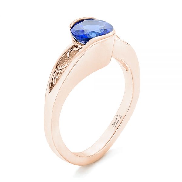 14k Rose Gold 14k Rose Gold Custom Solitaire Tanzanite Engagement Ring - Three-Quarter View -  102858