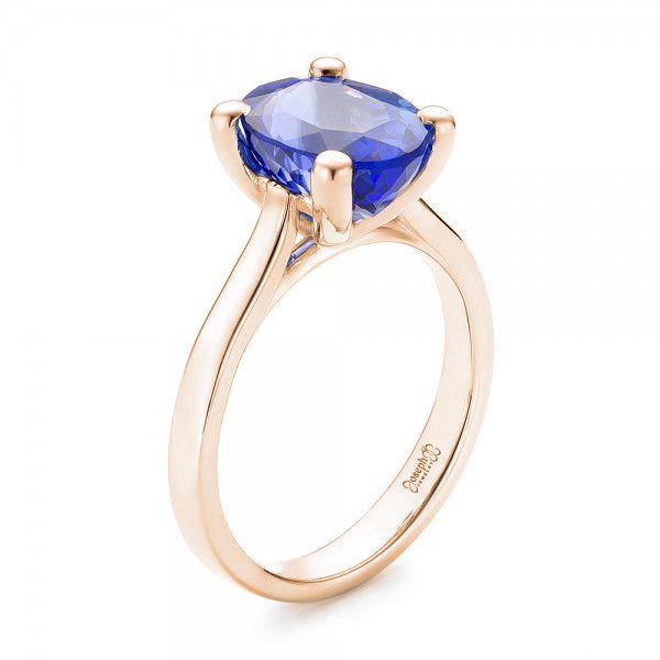 14k Rose Gold 14k Rose Gold Custom Solitaire Tanzanite Engagement Ring - Three-Quarter View -  103031