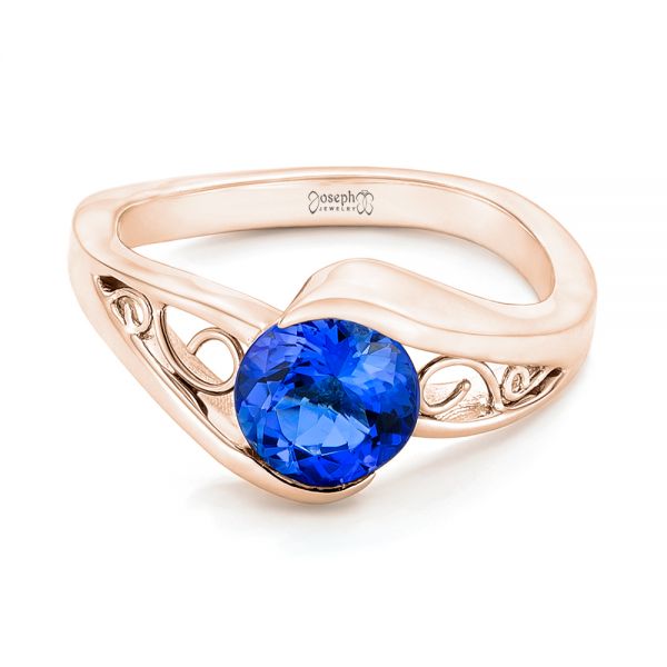 14k Rose Gold 14k Rose Gold Custom Solitaire Tanzanite Engagement Ring - Flat View - 102858